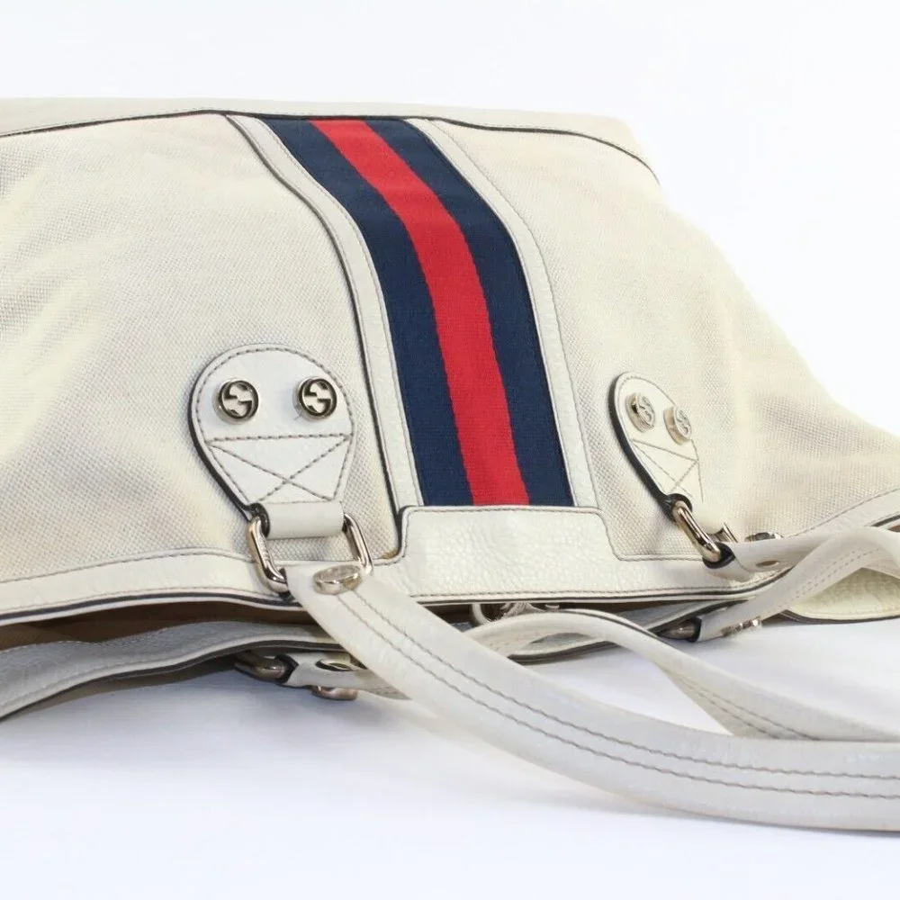 Gucci Navy Web Ivory Tote 2GK0104K